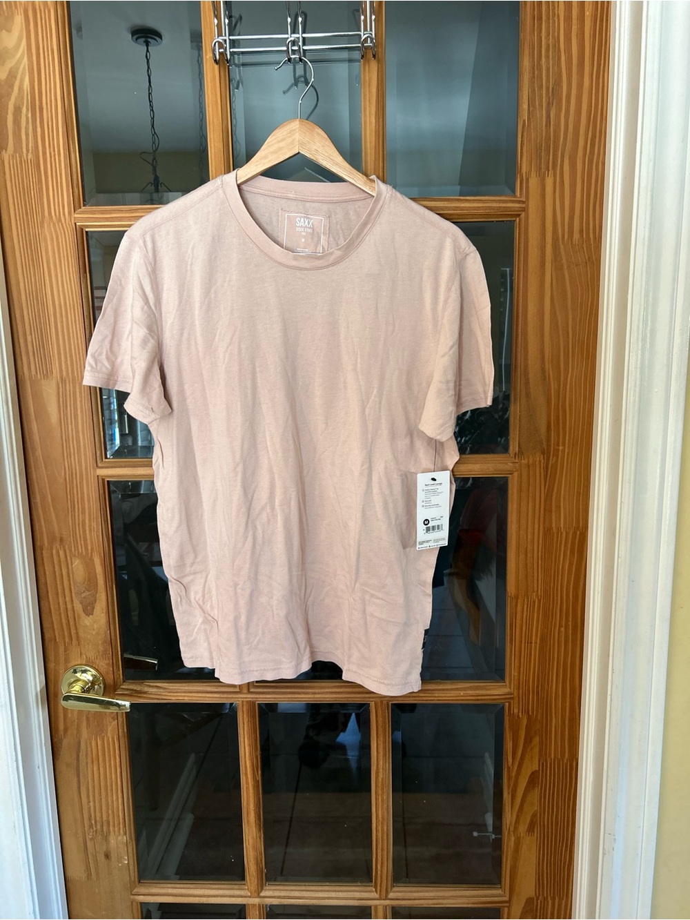 SAXX Men's Crew Neck T-Shirt in Light Pink/Salmon